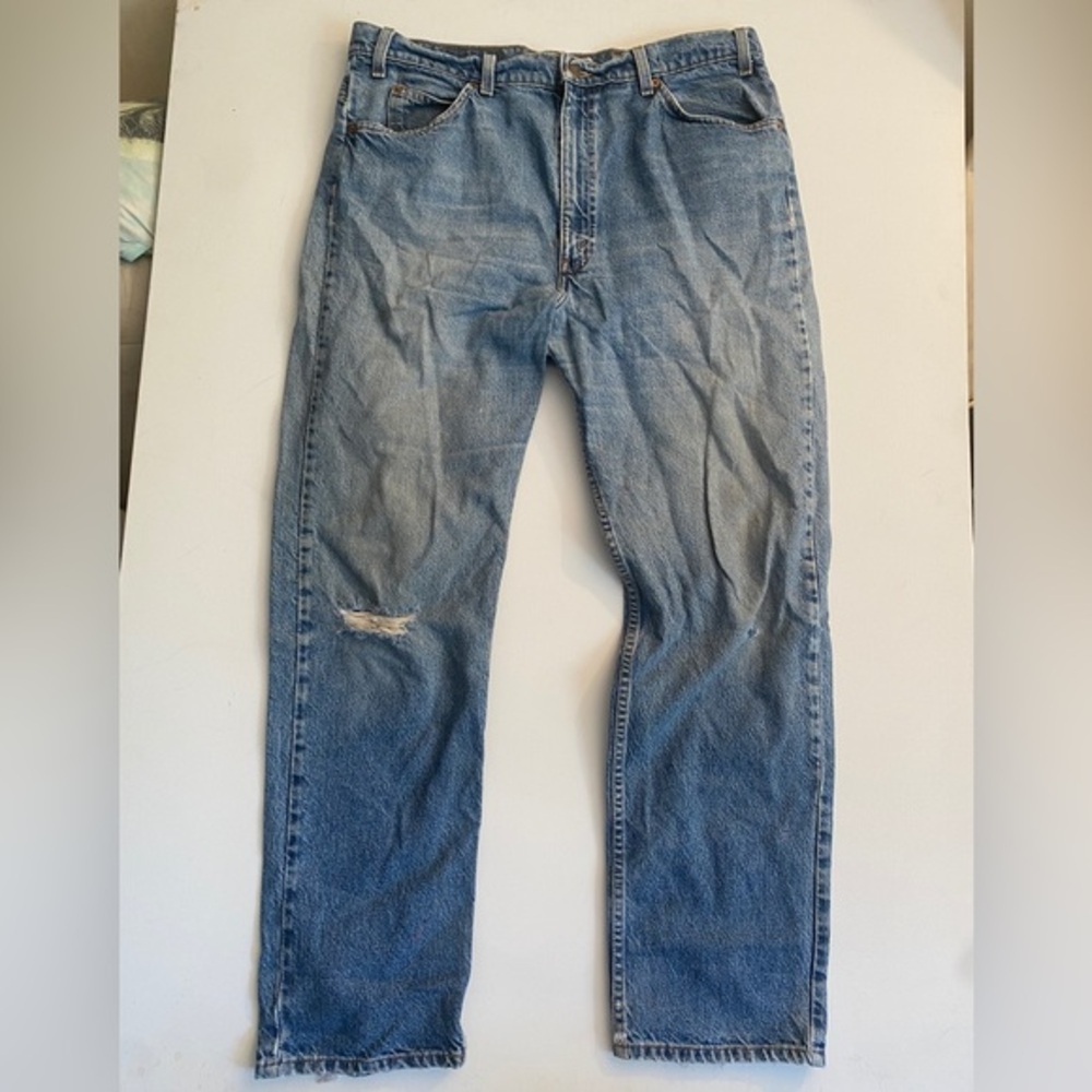 Vintage Orange 90s Tab Levi’s 505s Batwing label